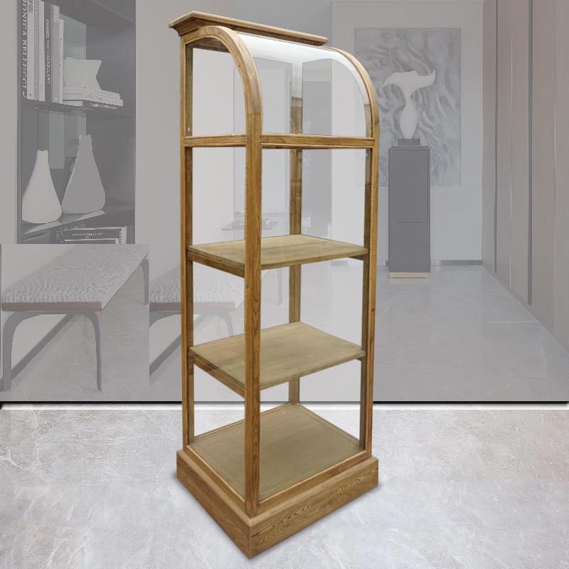 百林檀实木透明玻璃展柜高展示柜商用展柜陈列摆件前台产品陈列柜窄书柜
